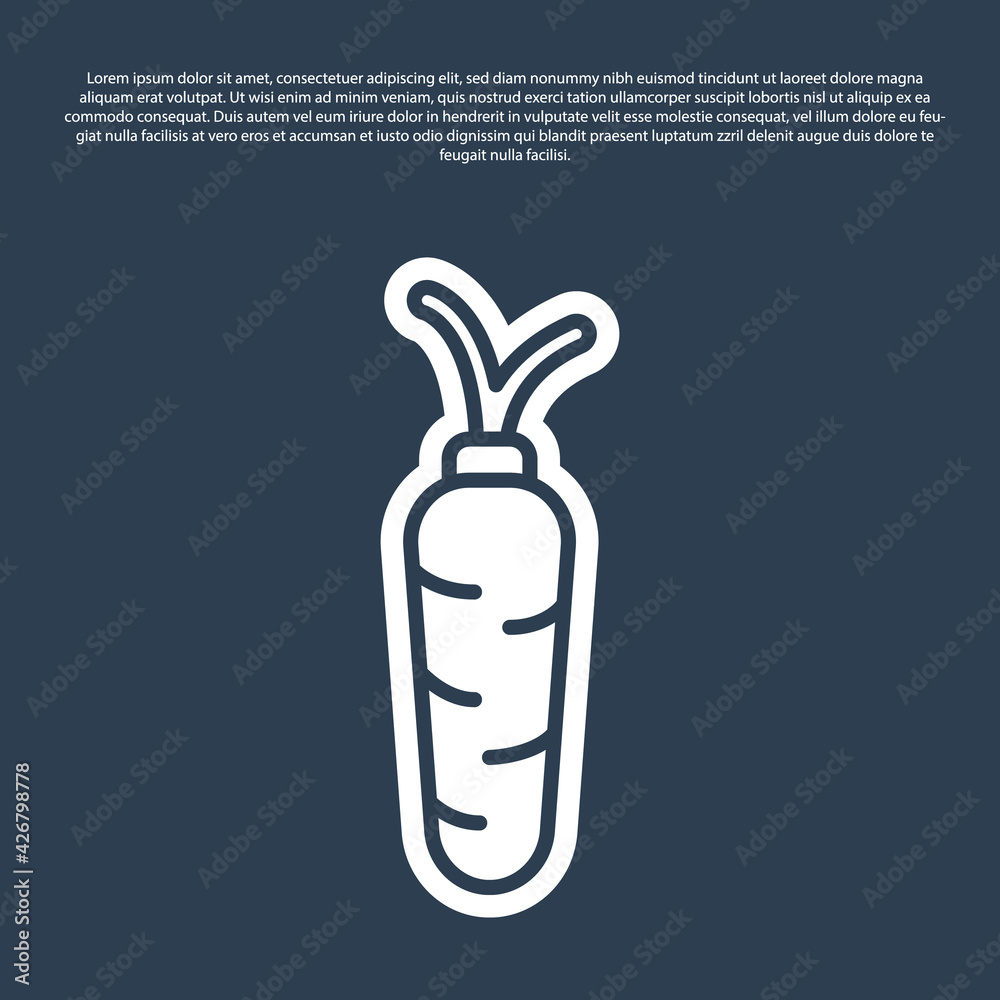Blue line Carrot icon isolated on blue background. Vector Blue line Carrot icon isolated on blue background. Vector