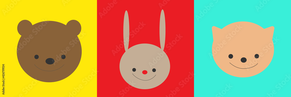 ニコニコ熊とウサギと狐のイラスト
Cute brown bear, bunny and fox ニコニコ熊とウサギと狐のイラスト
Cute brown bear, bunny and fox