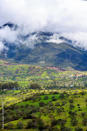View to hills near Chefchaouen in cloudy day © rninov