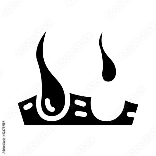 hair loss glyph icon vector. hair loss sign. isolated contour symbol black illustration