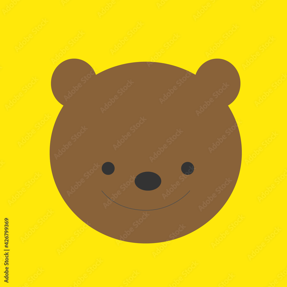 スマイルくまさんのかわいいイラスト Brown Cute Bear In Yellow Stock Illustration Adobe Stock