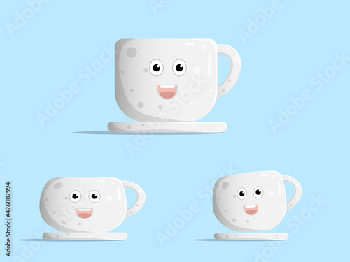 cute cartoon coffee cup character flat design