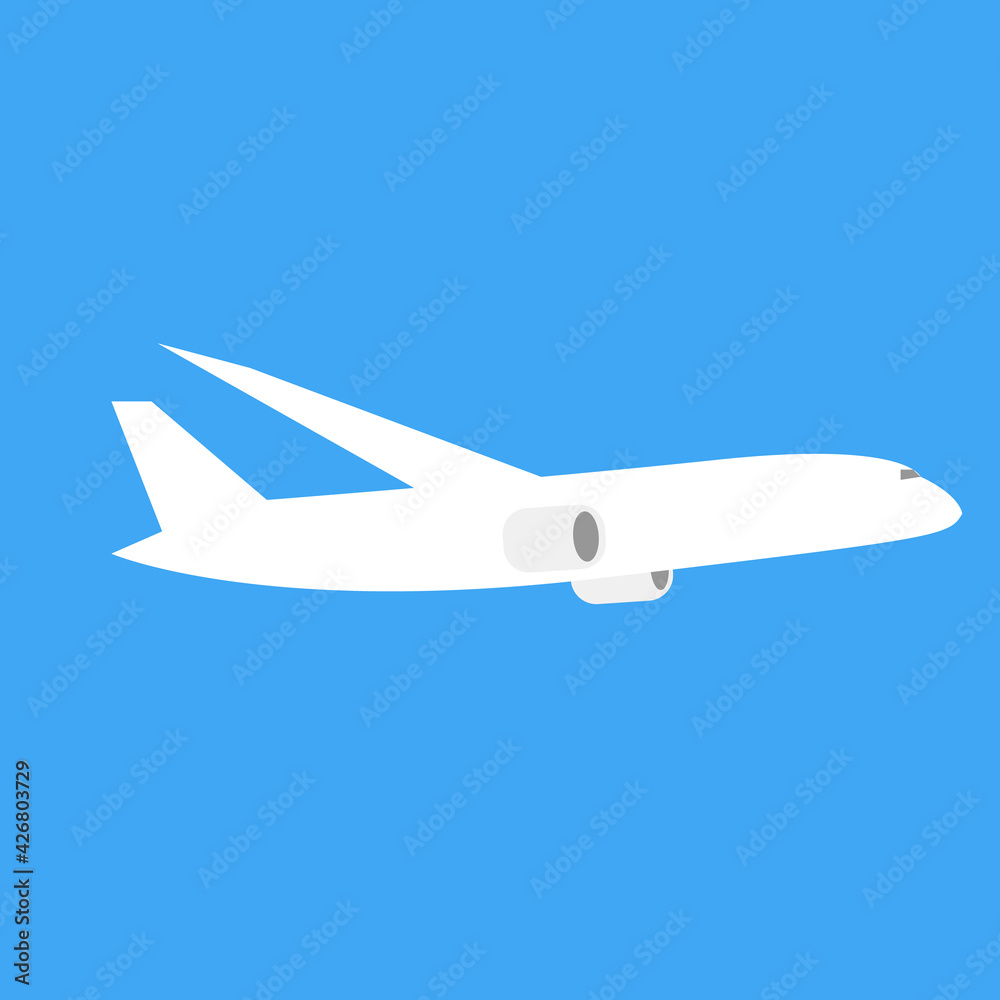 青空に飛行機のシンプルなイラスト
Airplane