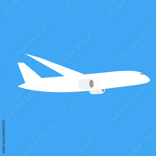 青空に飛行機のシンプルなイラスト Airplane