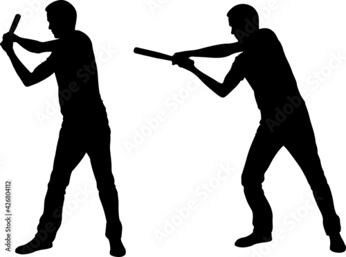 silhouettes of men with baseball bats