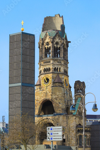 Photography Kaiser Wilhelm Memorial Church or (Gedächtniskirche), damaged in a bombing raid during the second world war