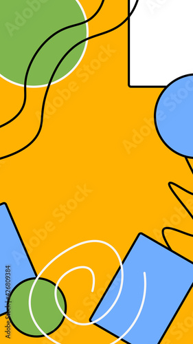 Modern yellow vector illustration . Blank for design, website, story. Textile printing of the packaging template . bright shapes with a cubist outline .
