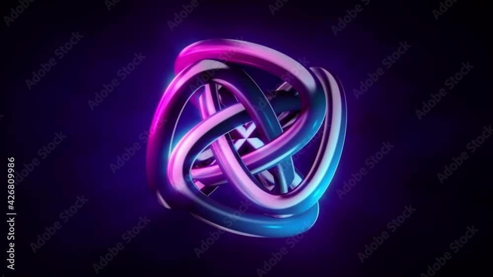 Abstract background 3D animation shiny stripes regular geometry structure transforms in a space loop.