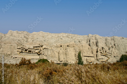 Kizil Caves, the ancient Buddhist cave-temples on the silk road in Xinjiang, China photo