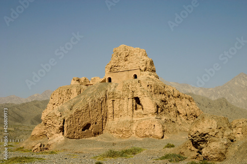 Subashi Buddhist Temple Ruins near Kucha in the Taklamakan Desert  on the ancient Silk Road  in Xinjiang  Western China