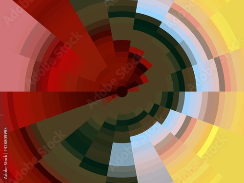 Red yellow green circular abstract background with circles