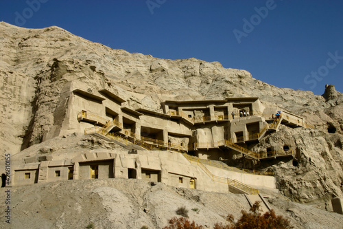 Kizil Caves, the ancient Buddhist cave-temples on the silk road in Xinjiang, China photo