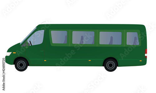 Green mini bus. vector illustration