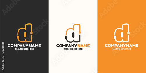Initial letter D food Logo Design Template. Illustration vector graphic. Design concept fork and spoon With letter symbol. Perfect for  cafe, restaurant, cooking business