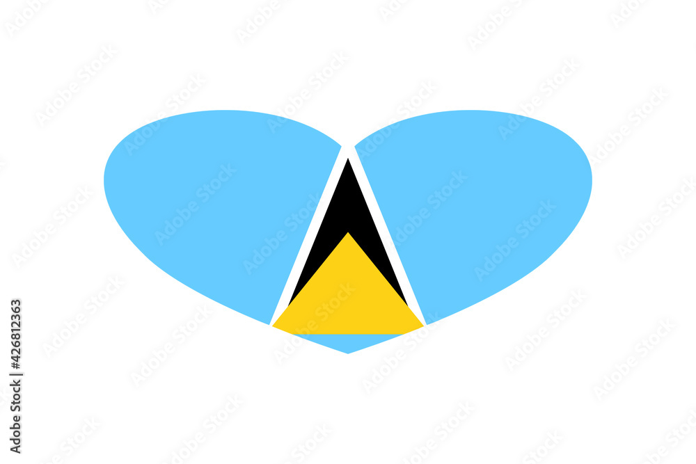Saint Lucia flag in the heart shape. Isolated on a white background. Saint Lucia flag in the heart shape. Isolated on a white background.