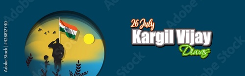VECTOR ILLUSTRATION FOR 26 JULY VIJAY KARGIL DIWAS MEANS 26 JULY KARGIL (INDIAN BORDER PLACE NAME) VICTORY DAY