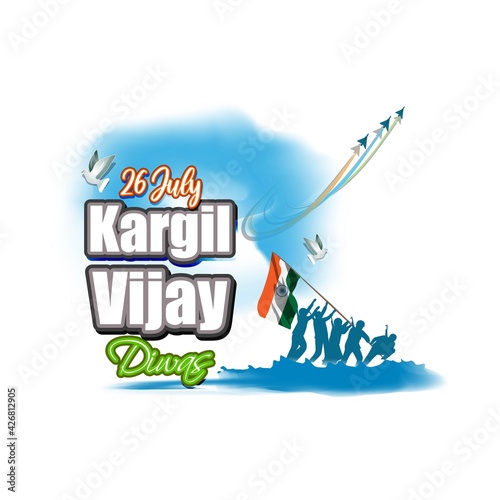 VECTOR ILLUSTRATION FOR 26 JULY VIJAY KARGIL DIWAS MEANS 26 JULY KARGIL (INDIAN BORDER PLACE NAME) VICTORY DAY