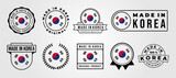 set bundled made in korea label badge vector illustration design, made in korea logo design