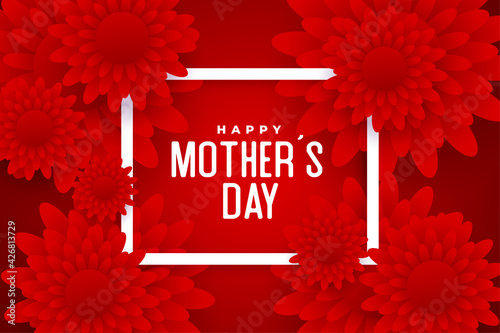happy mothers day red flower card design