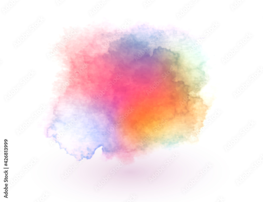 Abstract colorful 3D watercolor on white background. Hand drawn color splashing isolated on white paper, vector illustration.