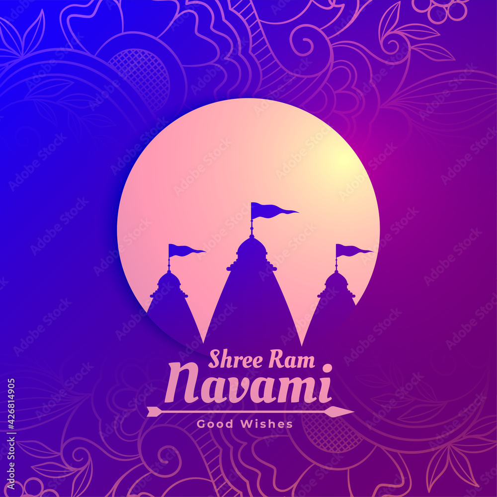 shree ram navami temple greeting design