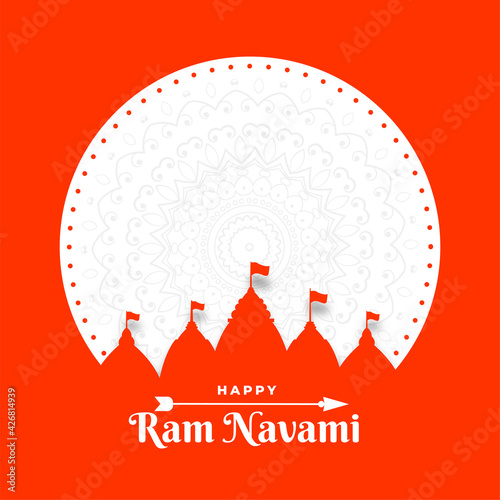 happy ram navami festival card in flat paper style