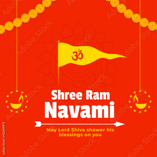 shree ram navami wishes card in flat colors