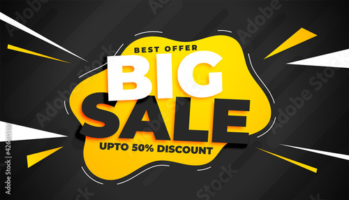 big sale banner with abstract shapes