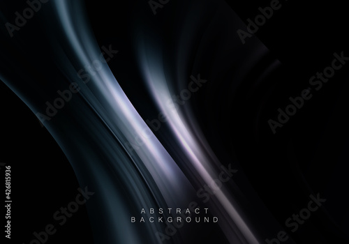 Black cloth background Abstract wave flow background