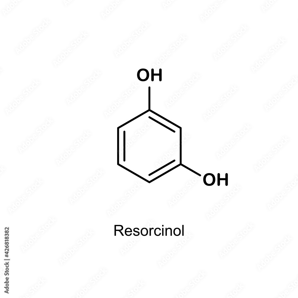Formula of chemical structure of Resorcinol .Vector EPS 10. Stock