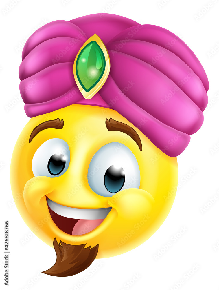 Naklejka premium Genie Emoticon Cartoon Face