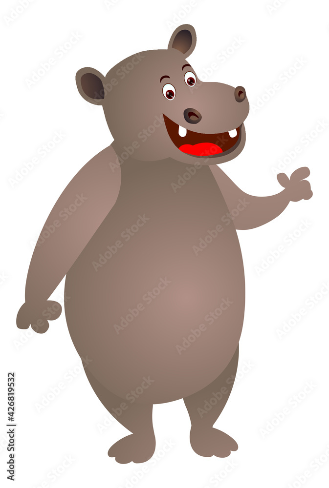 Naklejka premium Hippo cartoon animal illustration