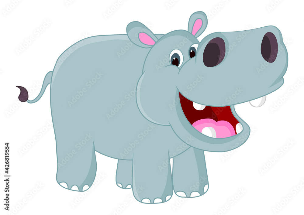 Naklejka premium Hippo Wild animal cartoon