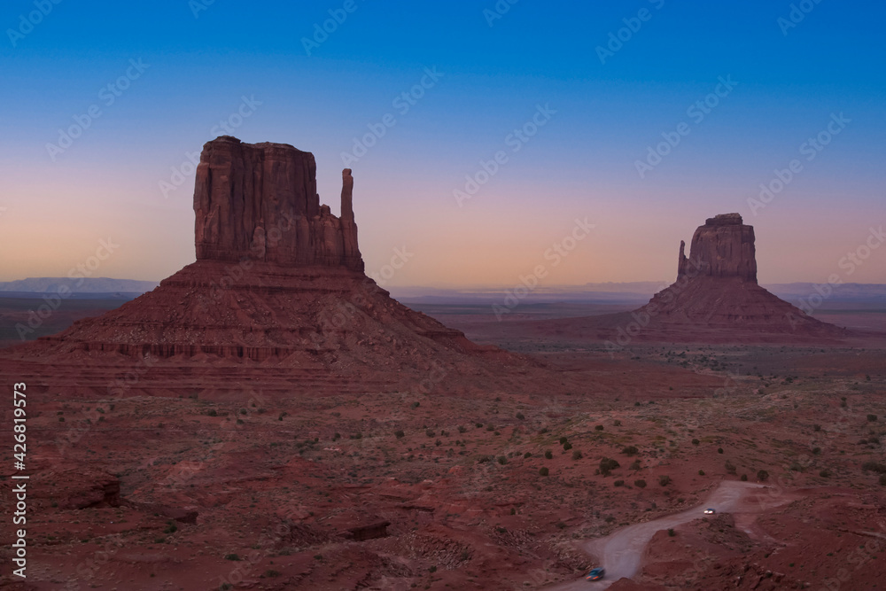 twilight view at Monument Valley, Arizona, USA