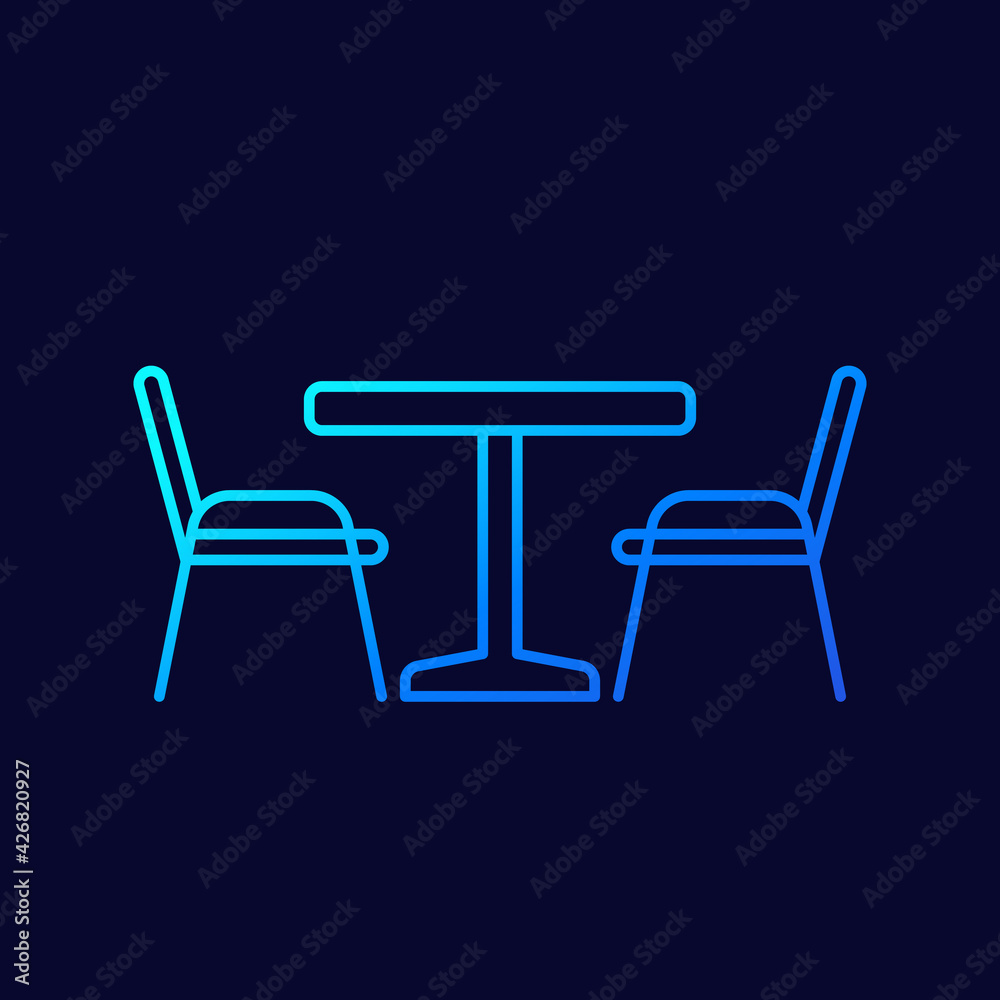 dining table and chairs line vector icon dining table and chairs line vector icon