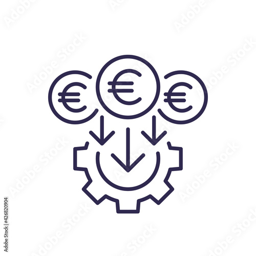 cost reduction, reducing line icon with euro