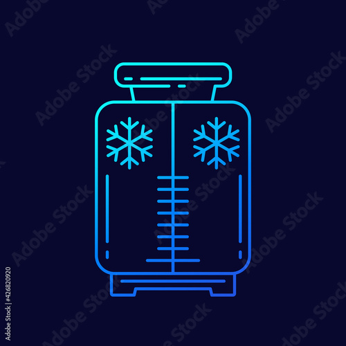 cryotherapy line icon with a cryosauna, vector