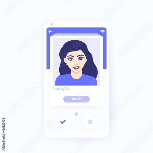 Dating mobile app design, vector ui