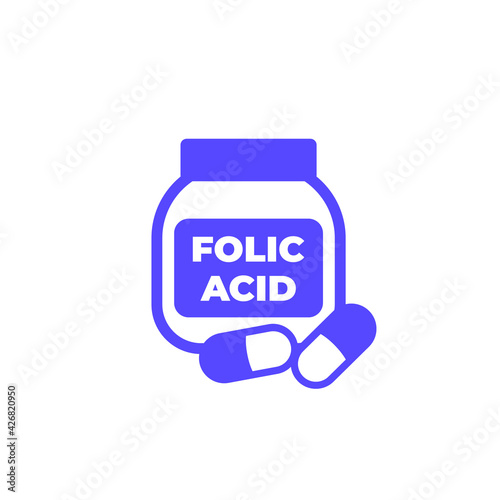 folic acid tablets icon on white