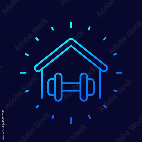 home workout line vector icon