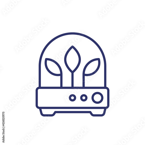 incubator with plants line icon