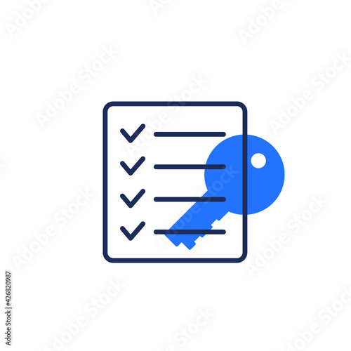 key and checklist icon on white