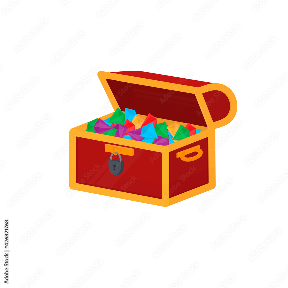 Precious stones. Treasure chest, vector illustration Precious stones. Treasure chest, vector illustration