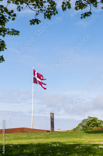 The original Danish flag (Dannebrog) at Vordingborg Castle (Gåsetårnet) photo