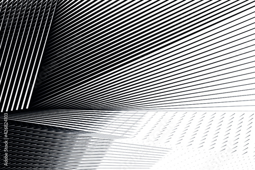Halftone lines background, geometric dynamic pattern, vector modern design texture.