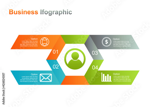 business infograpic design template. 4 option infographic vector illustration. perfect for marketing, promotion, presentation design element photo