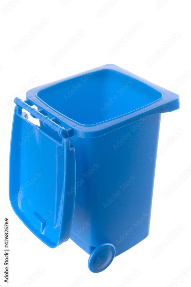 Plastic blue trash can isolated on white background Plastic blue trash can isolated on white background
