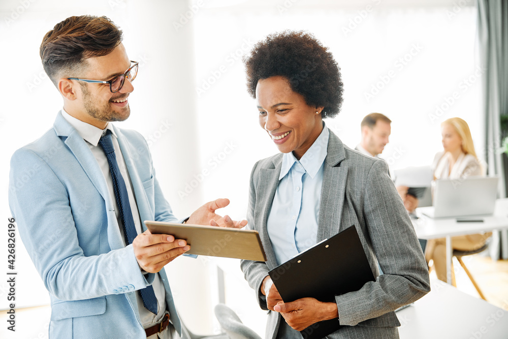 young business people meeting office teamwork group success corporate discussion tablet document young business people meeting office teamwork group success corporate discussion tablet document