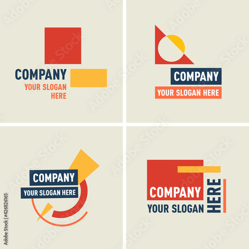 Photos Geometric logo design set, abstract creative suprematism design, constructivism style
