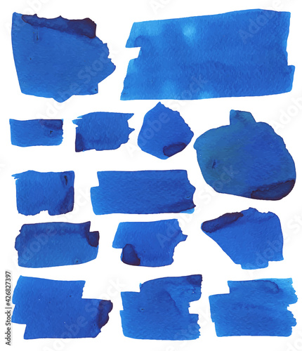Set of watercolor stain. Spots on a white background. Watercolor texture with brush strokes. Gradients with overlay.	
